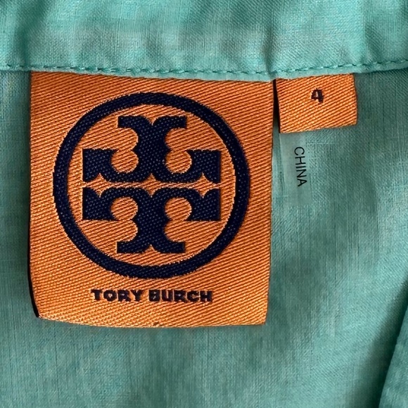 Tory Burch Cotton Tunic Top Mint/White Size 4 Lightweight Summer Preppy Designer - Picture 7 of 12